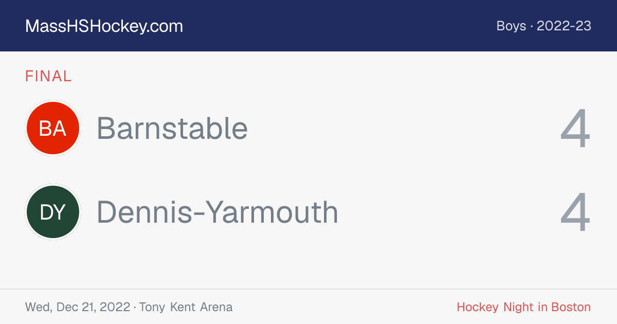 Barnstable at Dennis-Yarmouth score card
