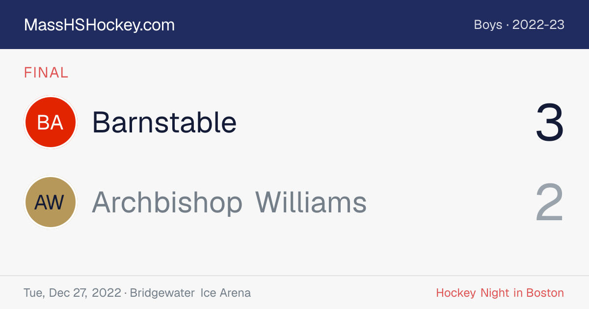 Barnstable at Archbishop Williams score card