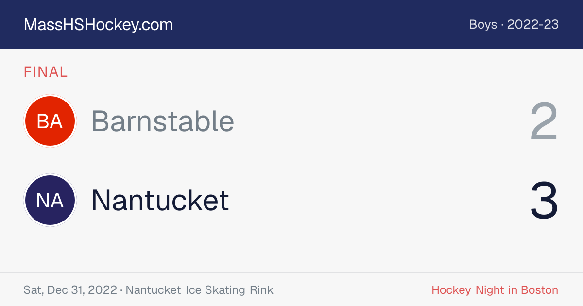 Barnstable at Nantucket score card