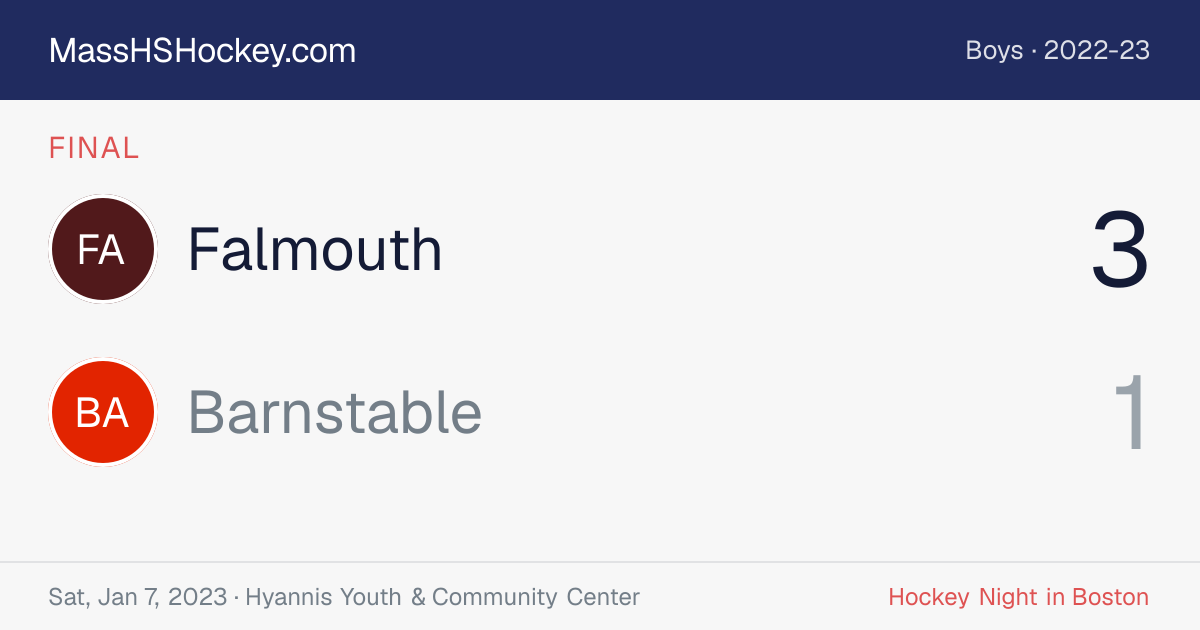 Falmouth at Barnstable score card