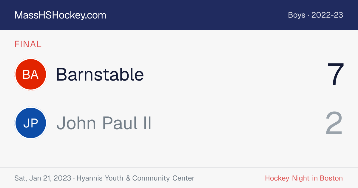Barnstable at John Paul II score card