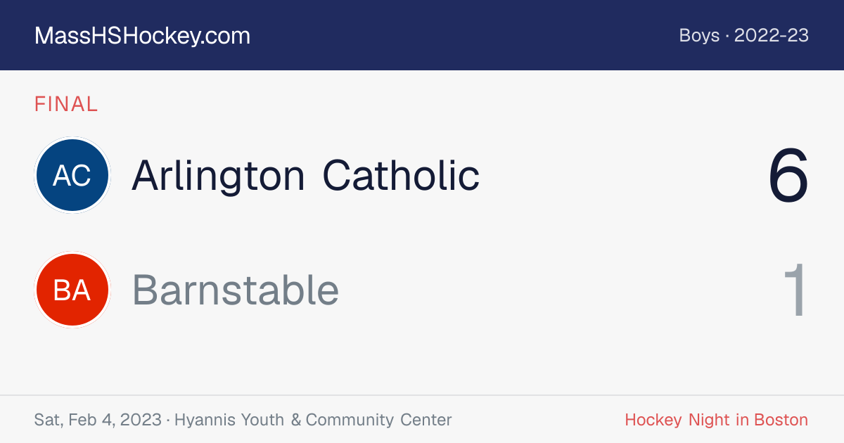 Arlington Catholic at Barnstable score card