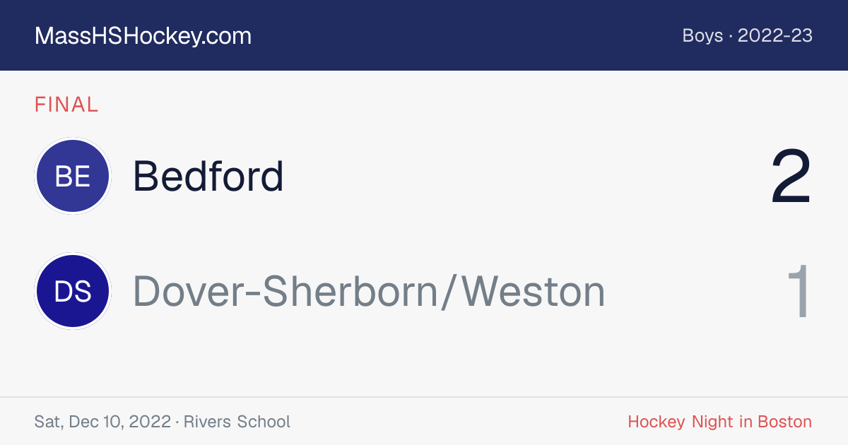 Bedford at Dover-Sherborn/Weston score card