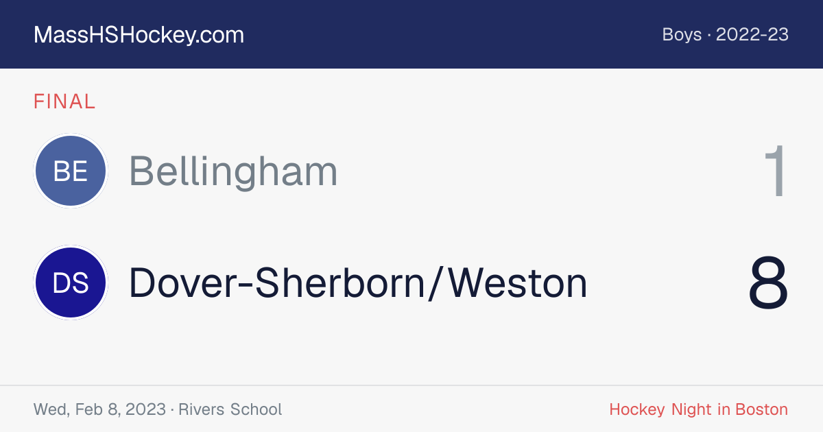 Bellingham at Dover-Sherborn/Weston score card