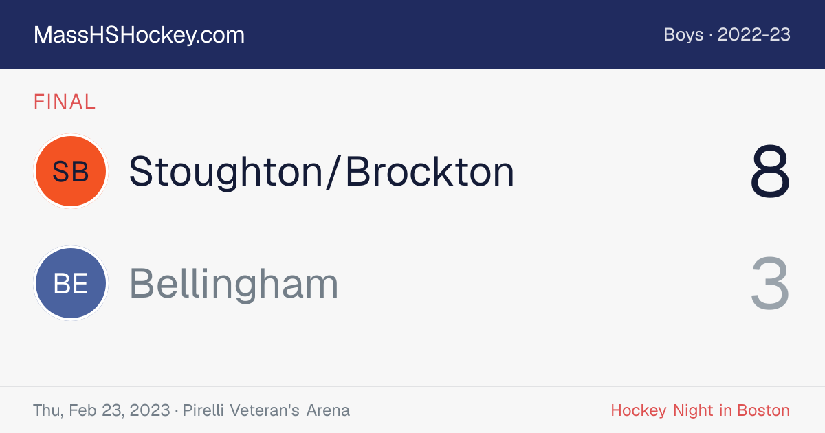 Stoughton/Brockton at Bellingham score card