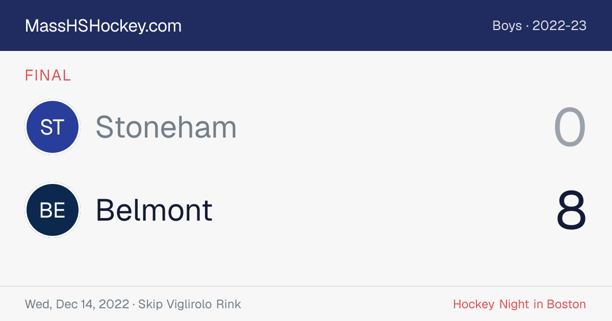 Stoneham at Belmont score card
