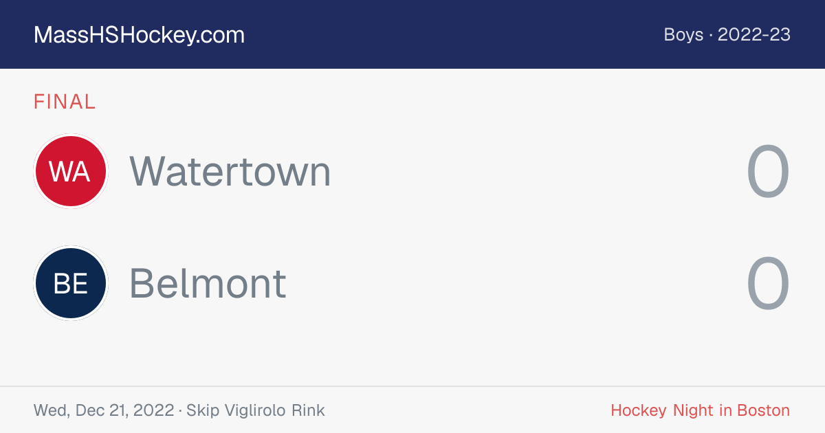 Watertown at Belmont score card