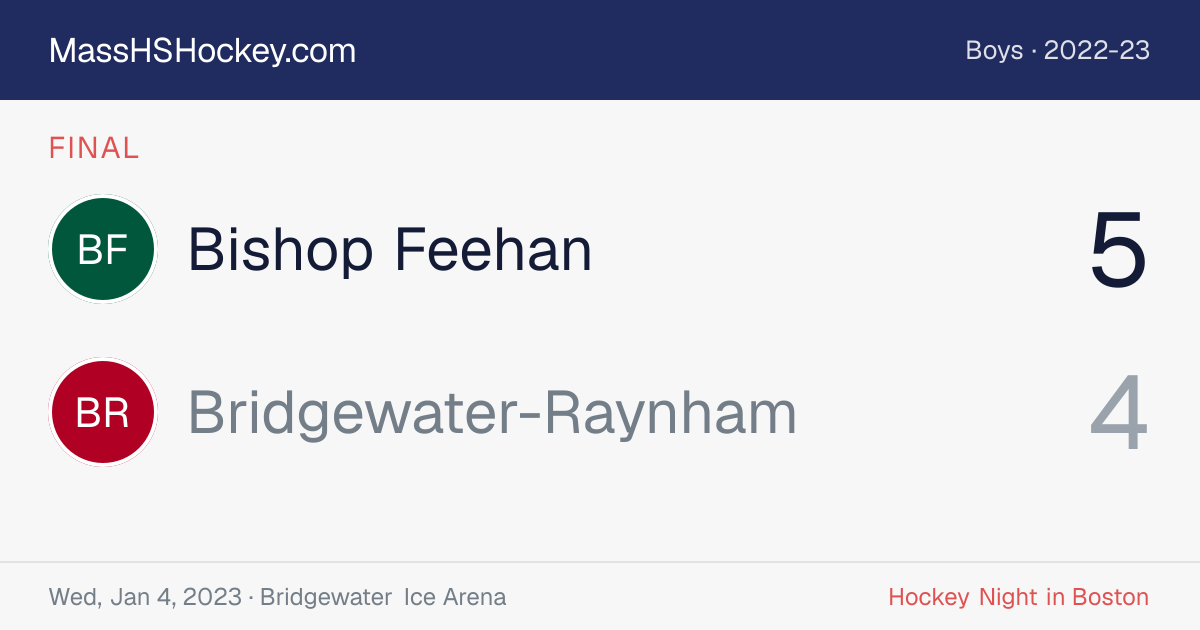 Bishop Feehan at Bridgewater-Raynham score card