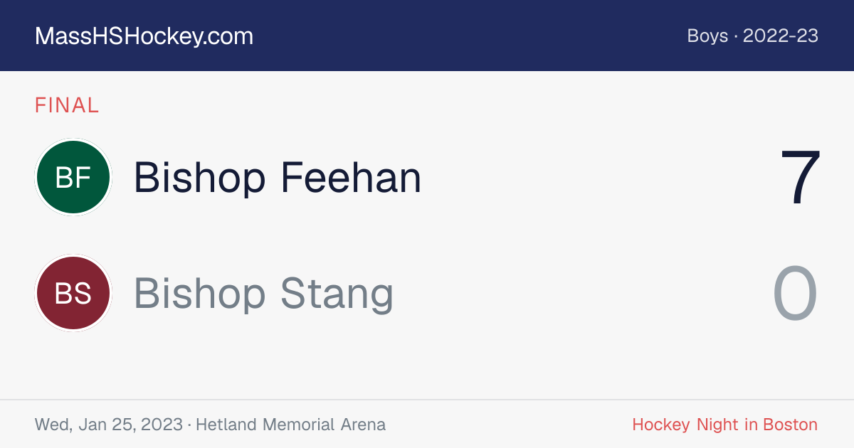Bishop Feehan at Bishop Stang score card