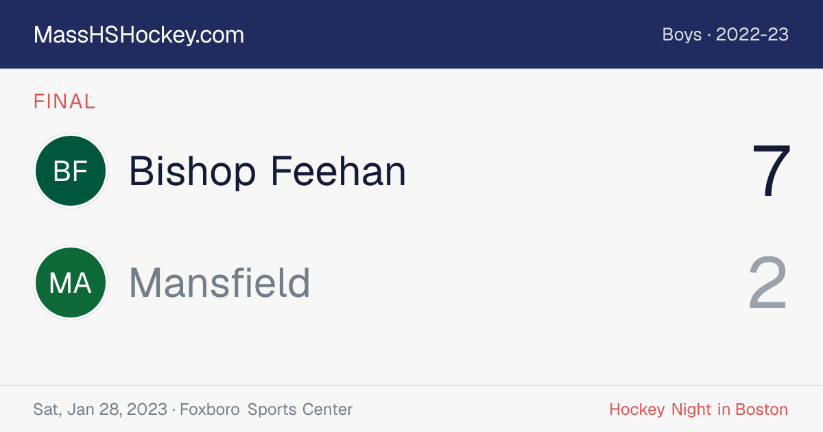 Bishop Feehan at Mansfield score card