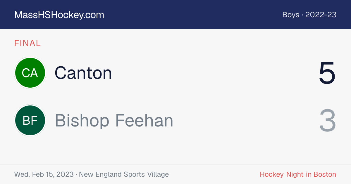 Canton at Bishop Feehan score card