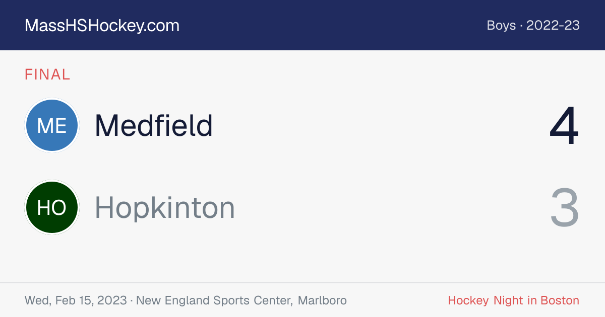 Medfield at Hopkinton score card