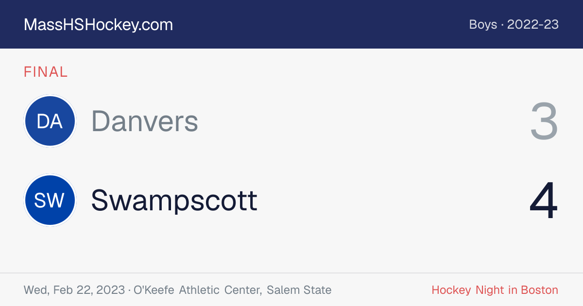 Danvers at Swampscott score card