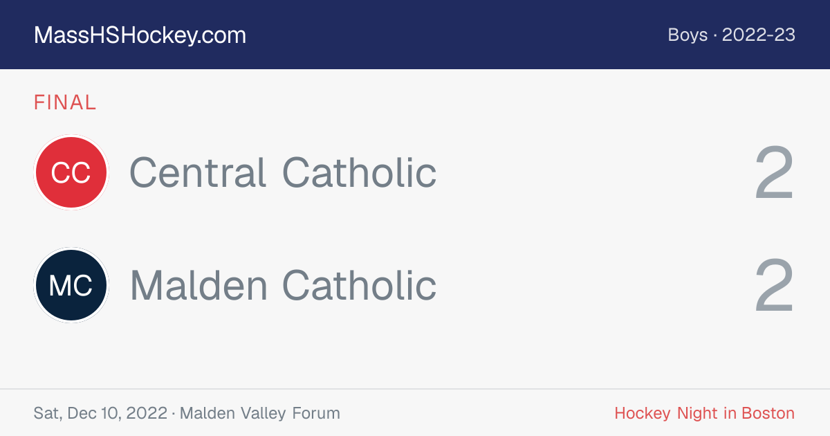 Central Catholic at Malden Catholic score card