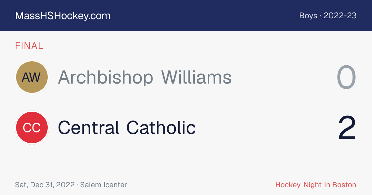 Archbishop Williams at Central Catholic score card