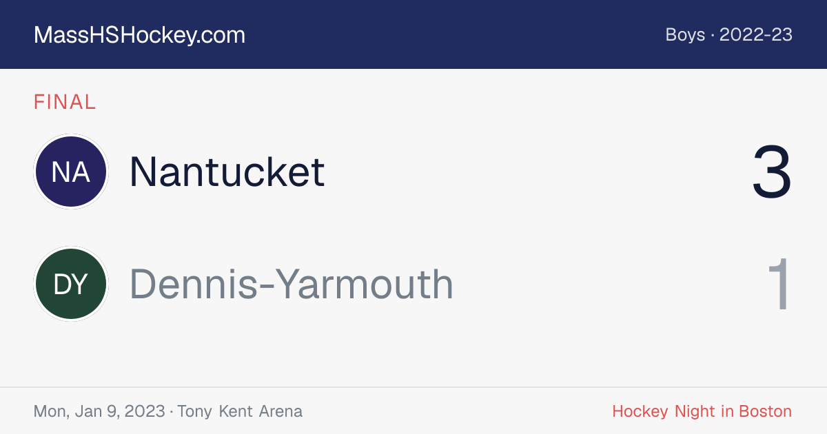 Nantucket at Dennis-Yarmouth score card