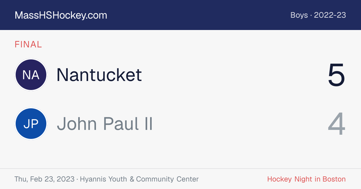 Nantucket at John Paul II score card