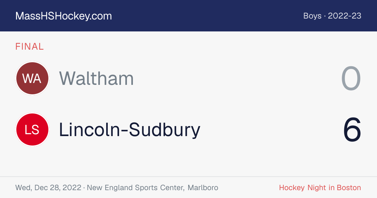 Waltham at Lincoln-Sudbury score card