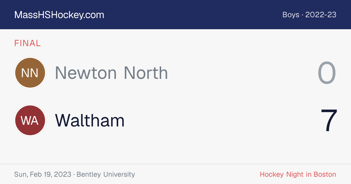 Newton North at Waltham score card