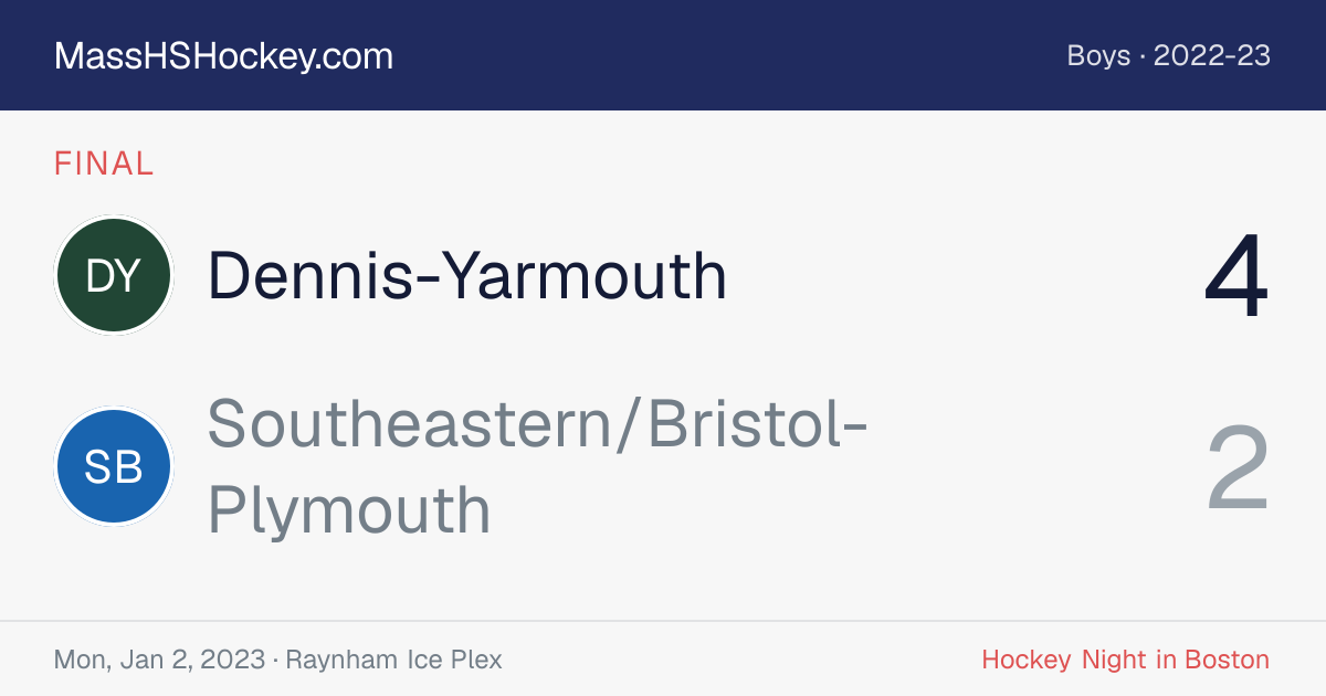 Dennis-Yarmouth at Southeastern/Bristol-Plymouth score card