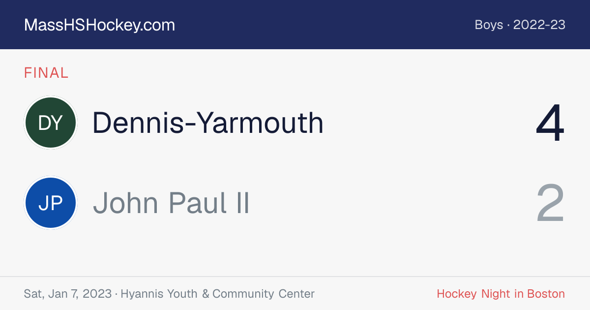 Dennis-Yarmouth at John Paul II score card
