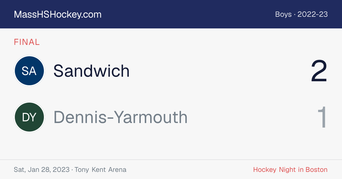 Sandwich at Dennis-Yarmouth score card