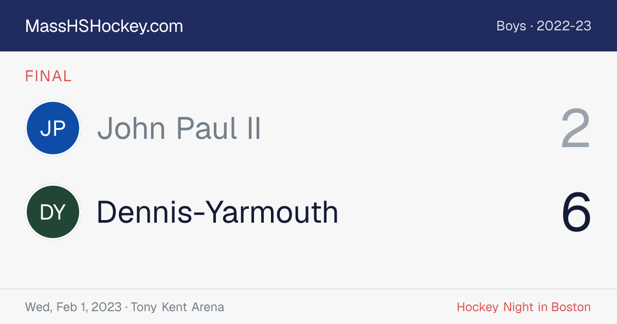 John Paul II at Dennis-Yarmouth score card