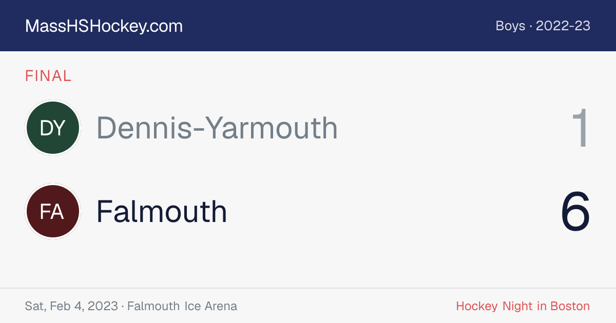 Dennis-Yarmouth at Falmouth score card