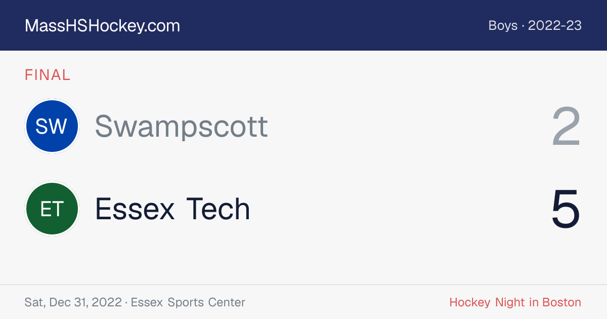 Swampscott at Essex Tech score card