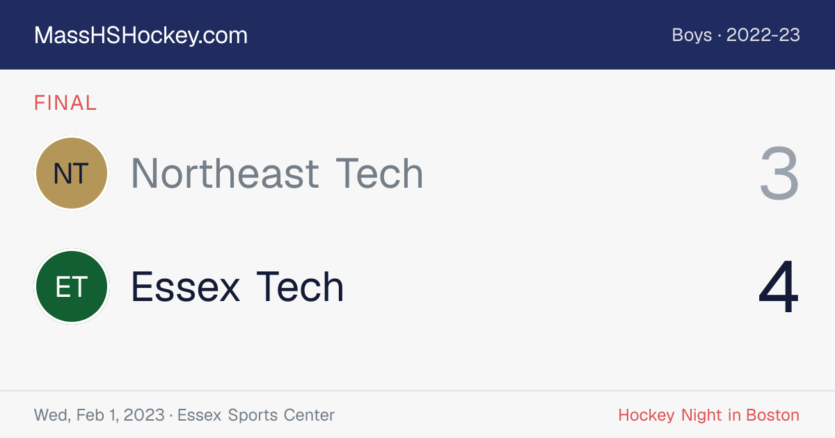 Northeast Tech at Essex Tech score card