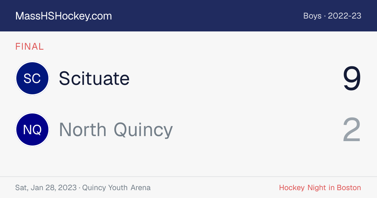 Scituate at North Quincy score card