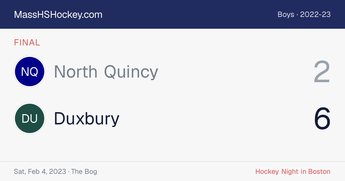 North Quincy at Duxbury score card