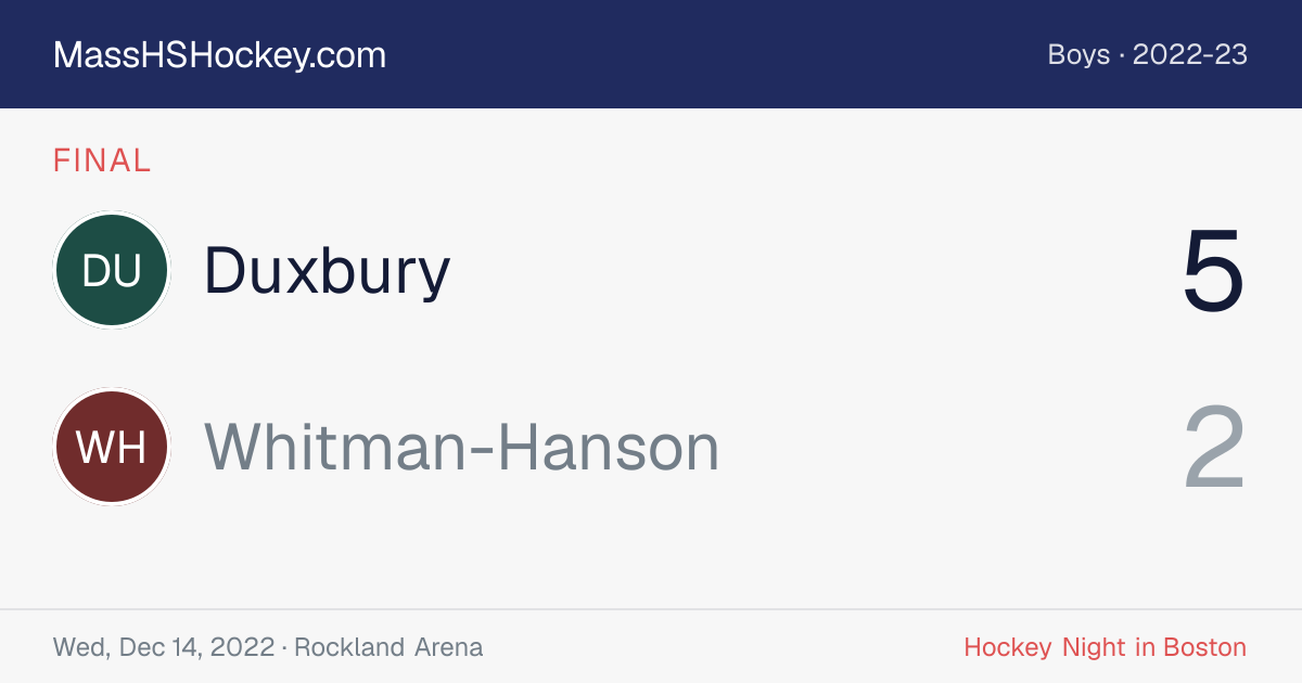 Duxbury at Whitman-Hanson score card