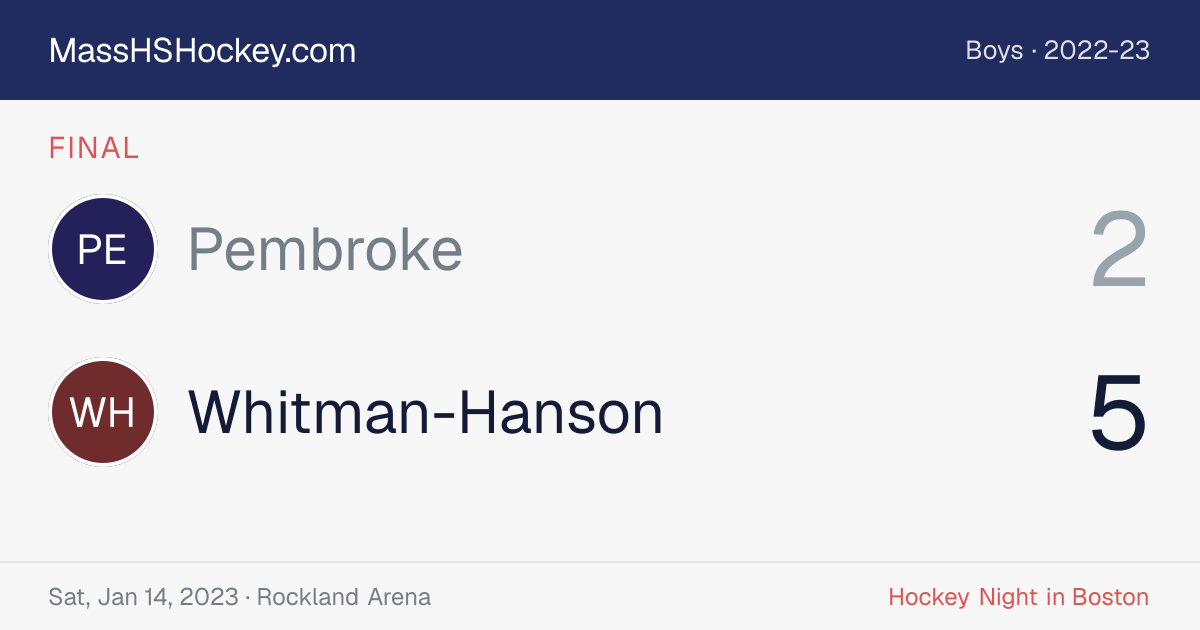 Pembroke at Whitman-Hanson score card