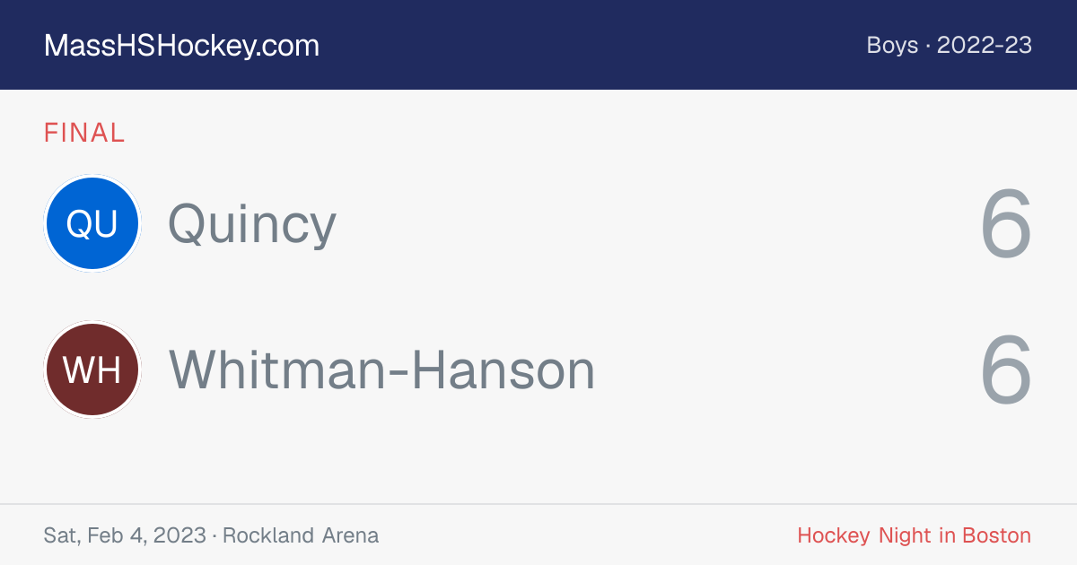 Quincy at Whitman-Hanson score card