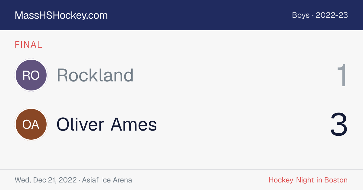 Rockland at Oliver Ames score card