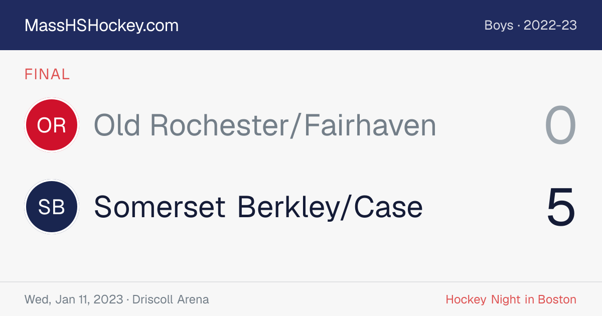 Old Rochester/Fairhaven at Somerset Berkley/Case score card