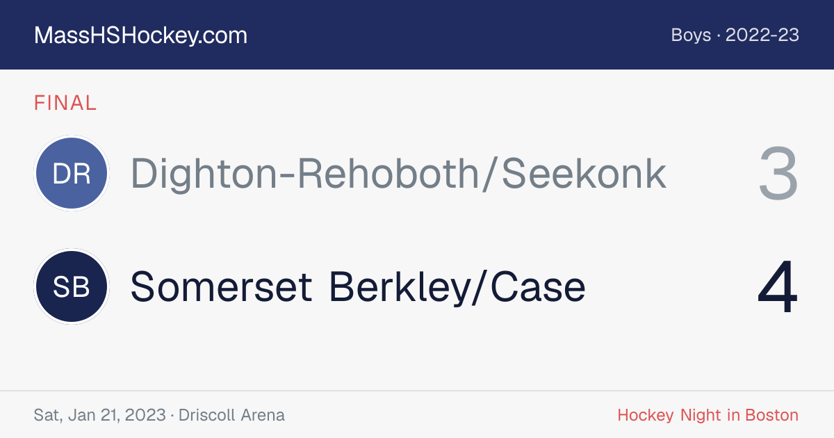 Dighton-Rehoboth/Seekonk at Somerset Berkley/Case score card