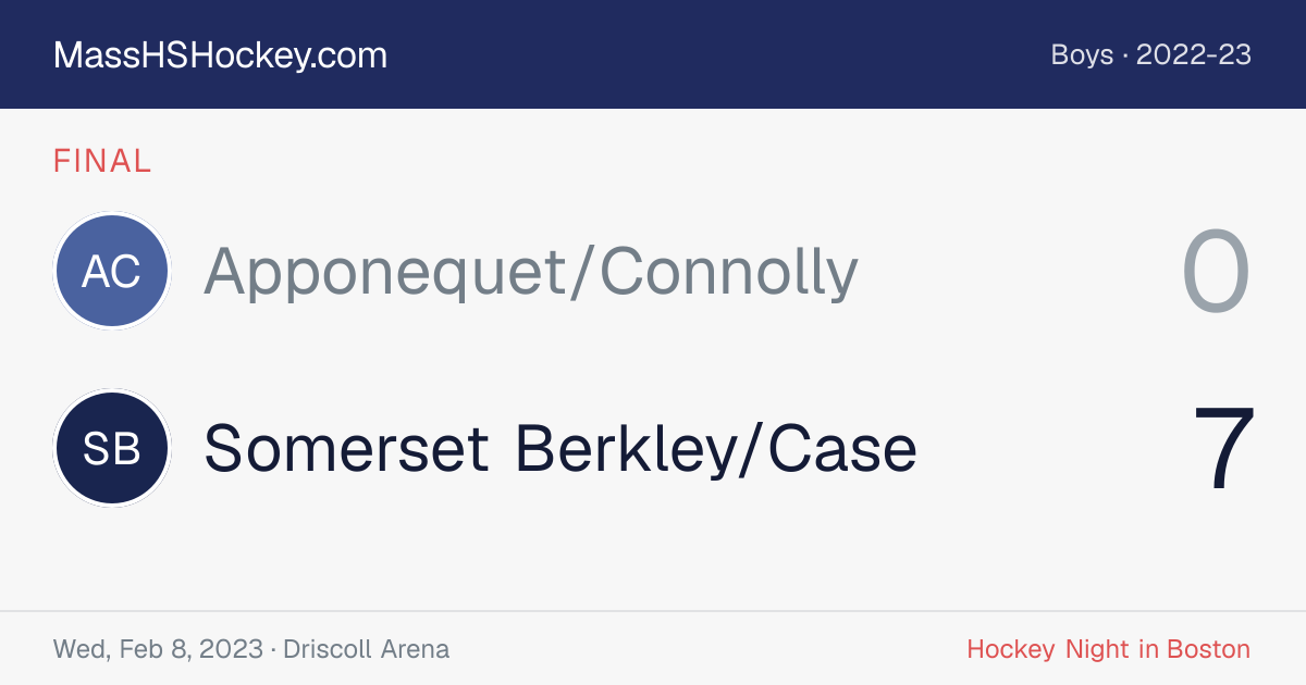 Apponequet/Connolly at Somerset Berkley/Case score card