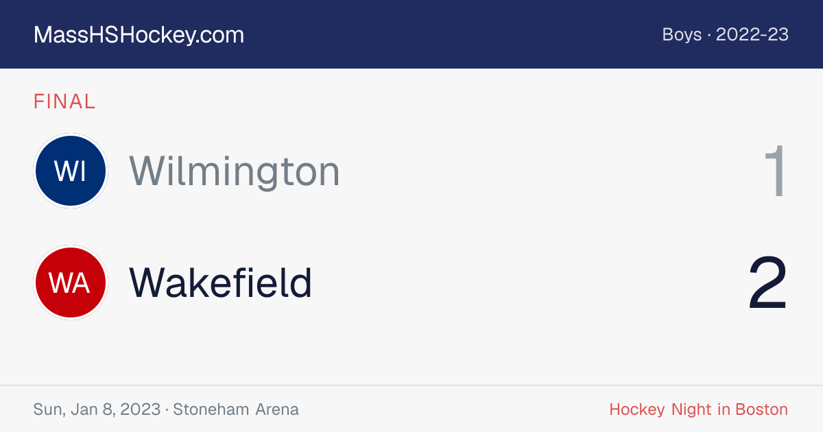Wilmington at Wakefield score card