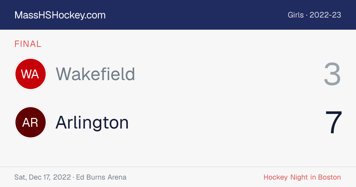 Wakefield at Arlington score card