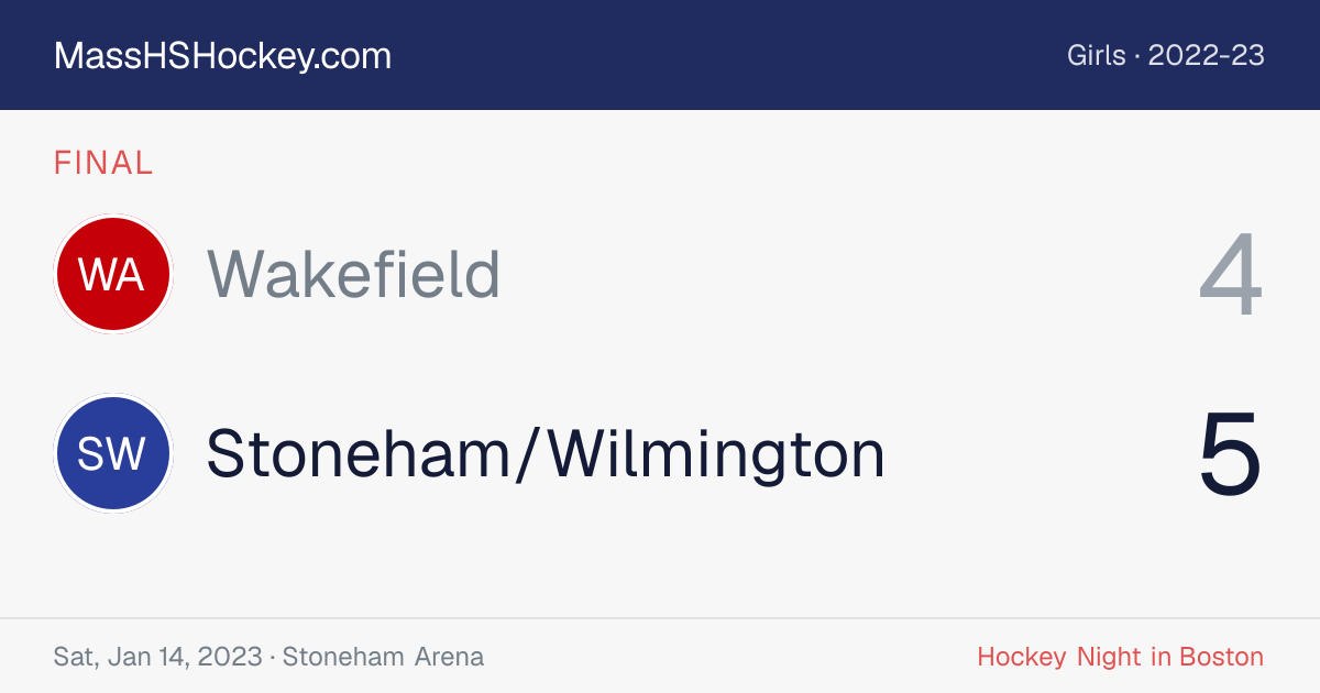 Wakefield at Stoneham/Wilmington score card