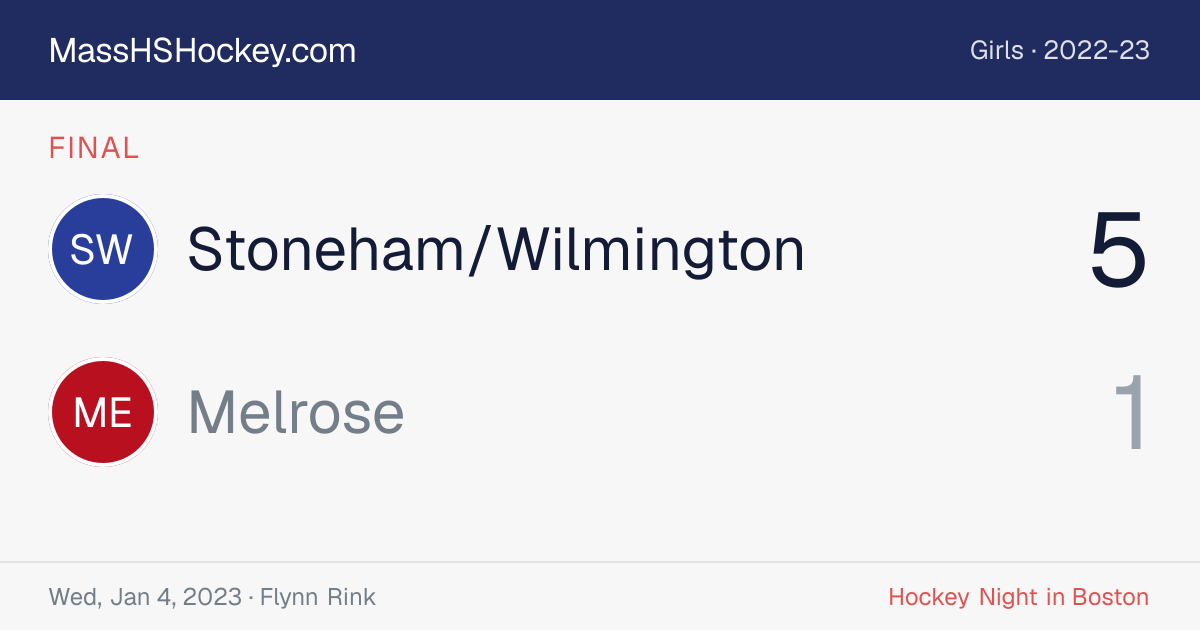 Stoneham/Wilmington at Melrose score card