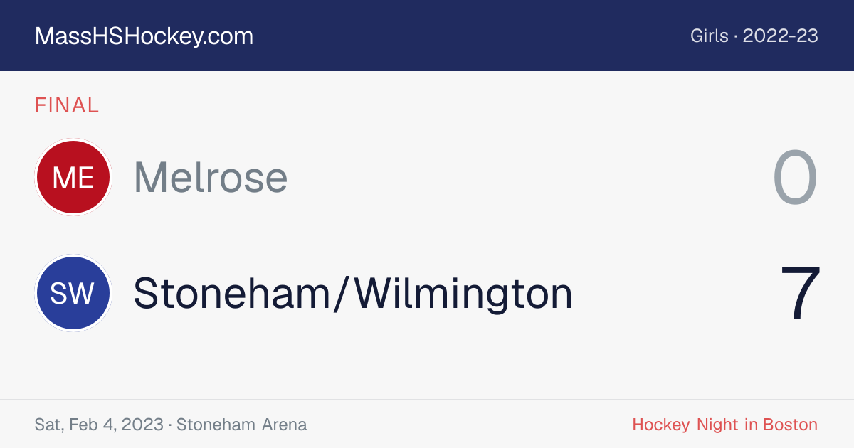 Melrose at Stoneham/Wilmington score card