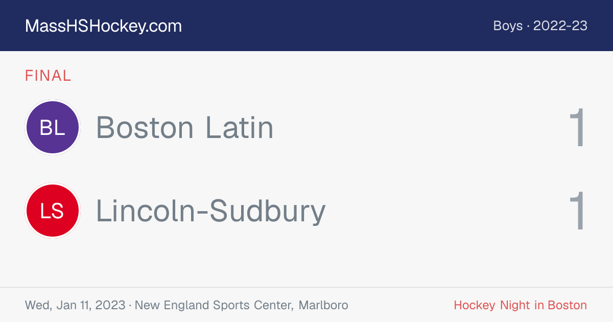 Boston Latin at Lincoln-Sudbury score card
