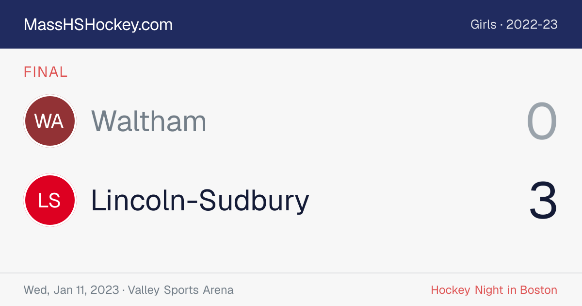 Waltham at Lincoln-Sudbury score card