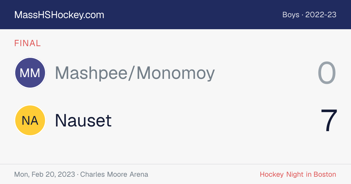 Mashpee/Monomoy at Nauset score card