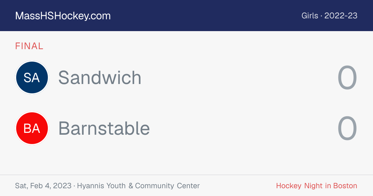 Sandwich at Barnstable score card