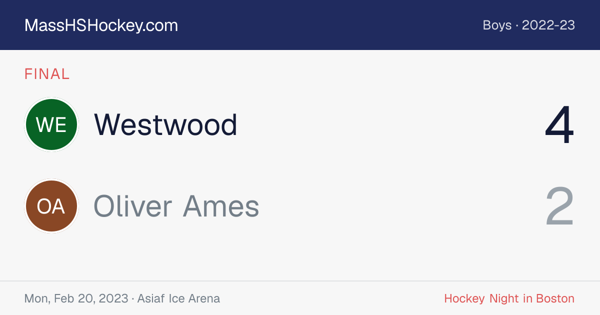 Westwood at Oliver Ames score card