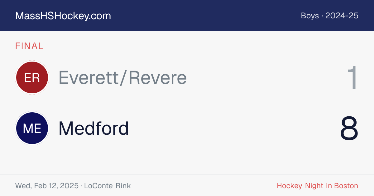 Everett/Revere at Medford score card